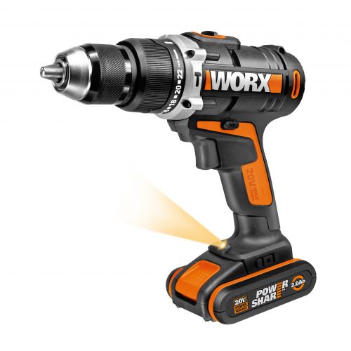 Worx WX372 - Taladro percutor 20V 2.0Ah (2 bat)